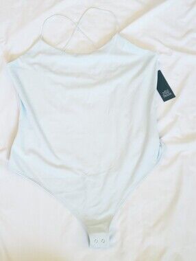 Light Blue Womens Large Strappy Bodysuit